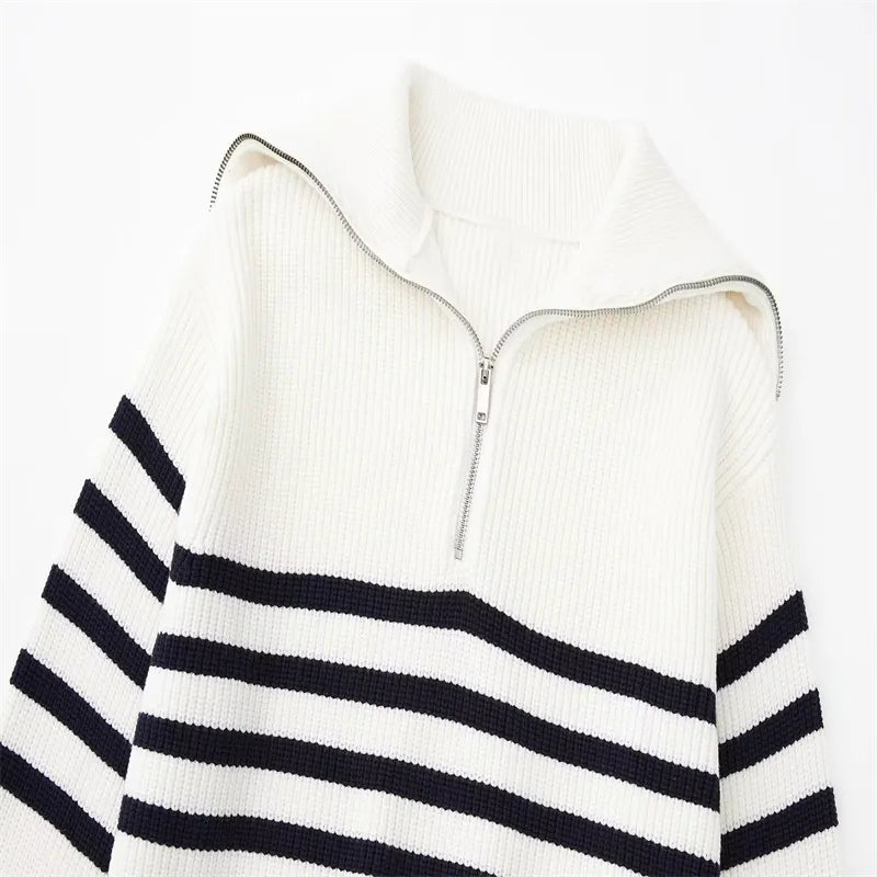 Brian | Striped Zip Sweater