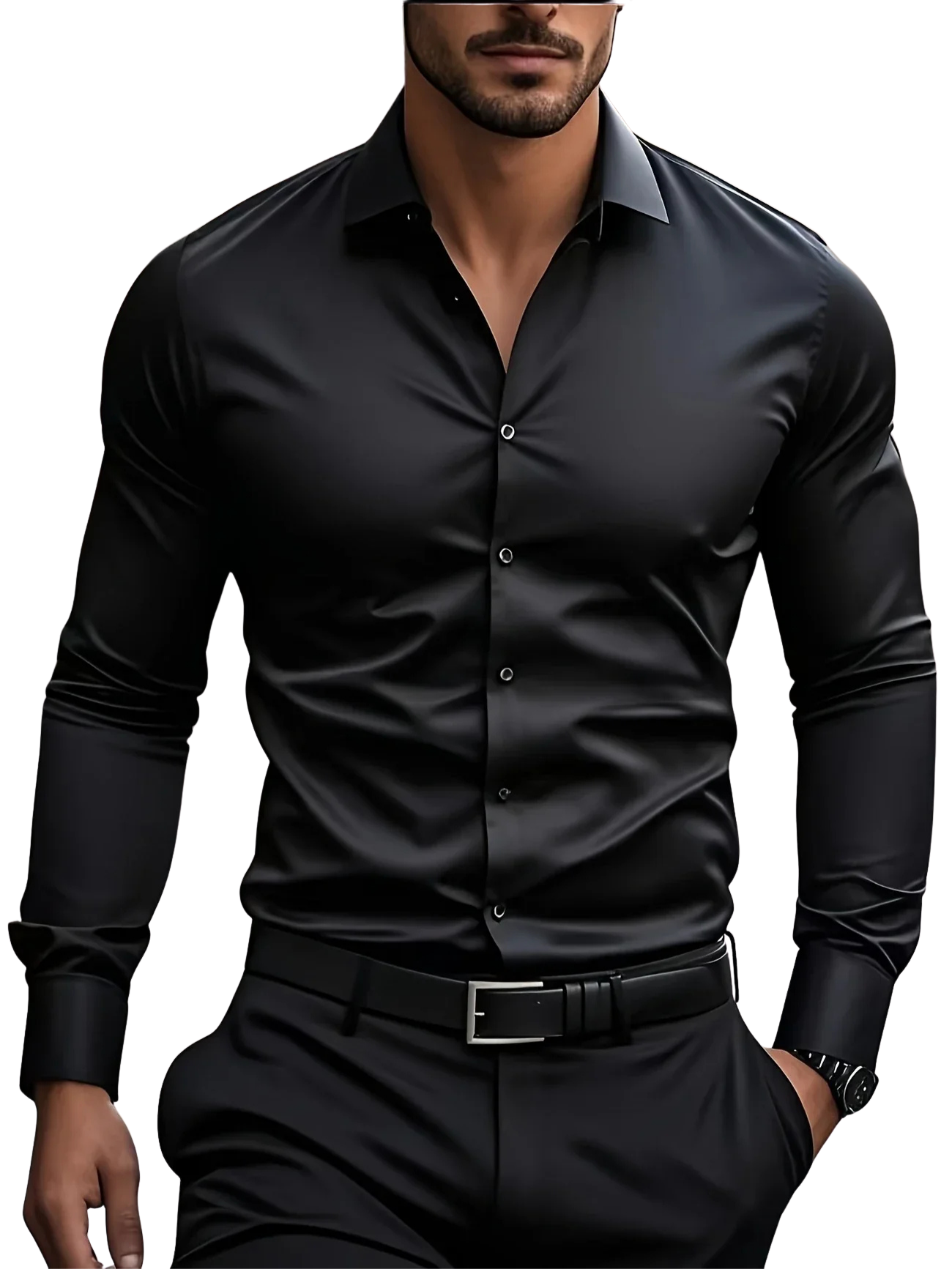Hunter | Elegant Long Sleeve Button-Up Shirt